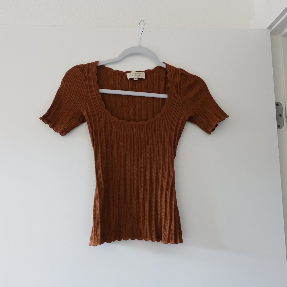 Sezane Anil Knit Top - Coffee Brown - XS